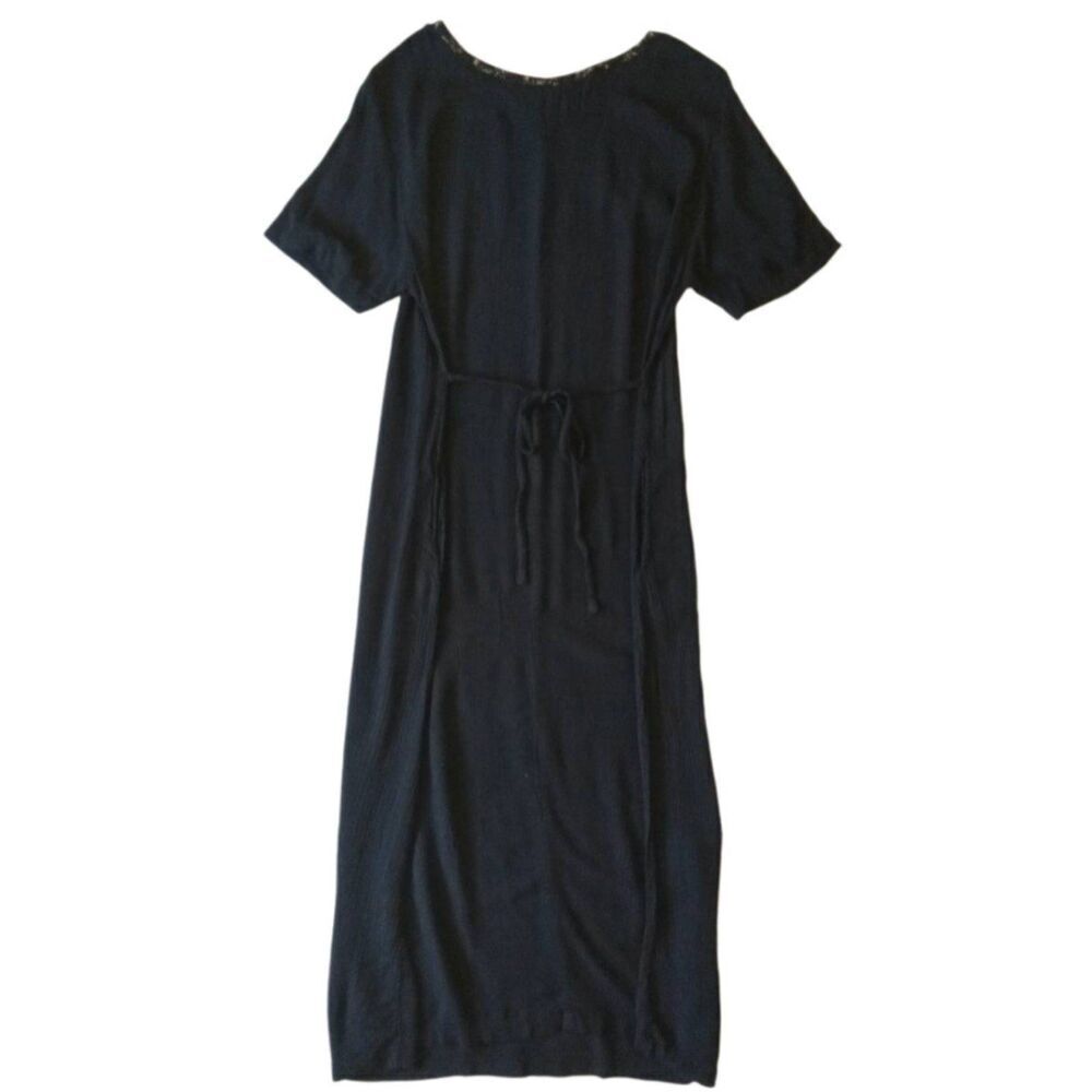 Delores Bell Vintage Black Lightweight Crinkled Fabric Maxi Dress Women's Medium - Picture 2 of 12